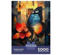 Puzzle Da 1000 Pezzi Per Adolescenti Stained Glass Butterfly on A Vibrant Flower Puzzle Per Adolescenti Gioco Rompicapo Regali Per Donne Attività Divertenti A Casa 70x50cm/1000pcs