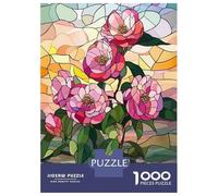 Puzzle Da 1000 Pezzi Per Adolescenti Stained Glass Camellia Flowers Puzzle Per Adulti Gioco Pratico Sfida Difficile Sfida Educativa 52x38cm/1000pcs