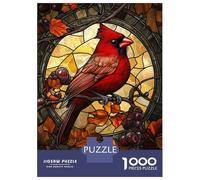 Puzzle Da 1000 Pezzi Per Adolescenti Stained Glass Cardinal Puzzle Per Adulti Gioco Pratico Migliora La Memoria Regalo Di Compleanno, Regali, 52x38cm/1000pcs
