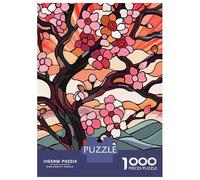 Puzzle Da 1000 Pezzi Per Adolescenti Stained Glass Cherry Blossoms at Sunset Puzzle Per Adulti Giochi Per Famiglie Un'opera D'arte Regali Unici Per Compleanno E Natale 52x38cm/1000pcs