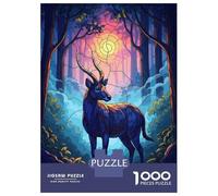 Puzzle Da 1000 Pezzi Per Adolescenti Stained Glass Deer in Forest Puzzle Per Adulti Giochi Rilassanti Taglio Di Precisione Regali Unici Per Compleanni E Occasioni Speciali 70x50cm/1000pcs