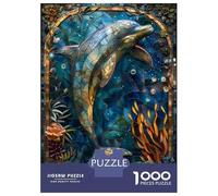 Puzzle Da 1000 Pezzi Per Adolescenti Stained Glass Dolphin Puzzle Per Adolescenti Giocattoli Fai Da Te Corsa Di Velocità Manuale Regali Unici Per Compleanno E Natale 70x50cm/1000pcs