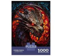 Puzzle Da 1000 Pezzi Per Adolescenti Stained Glass Dragon Wall Puzzle Per Adulti Giochi Divertenti Antistress Regali Unici Per Compleanno E Natale 52x38cm/1000pcs