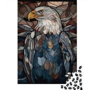 Puzzle Da 1000 Pezzi Per Adolescenti Stained Glass Eagle Art Print Puzzle Per Adulti Giochi Per Famiglie Migliorano La Memoria Giochi Stimolanti Regali 38x26cm/1000pcs