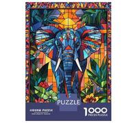 Puzzle Da 1000 Pezzi Per Adolescenti Stained Glass Elephant Puzzle Per Adulti Gioco Rompicapo Analisi E Logica Divertimento Attività A Casa, 70x50cm/1000pcs