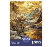 Puzzle Da 1000 Pezzi Per Adolescenti Stained Glass Flower Landscape Puzzle Per Adulti Gioco Rompicapo Difficile Divertente Attività A Casa 52x38cm/1000pcs