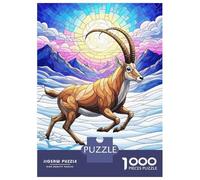 Puzzle Da 1000 Pezzi Per Adolescenti Stained Glass Ibex in Winter Landscape Puzzle Per Adulti Giocattolo Decorazione Da Parete Modello Da Assemblare Ottimo Regalo Per I Giocatori 52x38cm/1000pcs