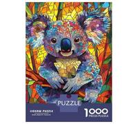 Puzzle Da 1000 Pezzi Per Adolescenti Stained Glass Koala Art-3 Puzzle Per Adolescenti Giocattoli Antistress Regalo Di Compleanno, Natale 38x26cm/1000pcs