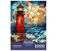 Puzzle Da 1000 Pezzi Per Adolescenti Stained Glass Lighthouse Puzzle Per Adulti Gioco Rompicapo Antistress Per Compleanno, Natale 52x38cm/1000pcs