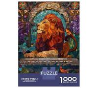 Puzzle Da 1000 Pezzi Per Adolescenti Stained Glass Lion with Birds Puzzle Per Adolescenti Giochi Per Famiglie Sfida Difficile Regali Di Compleanno E Unici 70x50cm/1000pcs