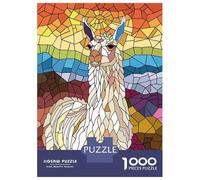 Puzzle Da 1000 Pezzi Per Adolescenti Stained Glass Llama Portrait Puzzle Per Adolescenti Giocattoli Fai Da Te Corsa Di Velocità Manuale Regali Unici Per Compleanno E Natale 70x50cm/1000pcs