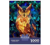 Puzzle Da 1000 Pezzi Per Adolescenti Stained Glass Owl Puzzle Per Adulti Gioco Pratico Ma Divertente E Umoristico Sfida Educativa 52x38cm/1000pcs