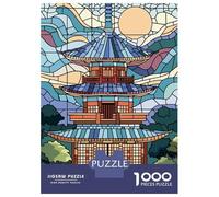 Puzzle Da 1000 Pezzi Per Adolescenti Stained Glass Pagoda Landscape Puzzle Per Adulti Giocattolo Decorazione Da Parete Taglio Di Precisione Sfida Educativa 52x38cm/1000pcs