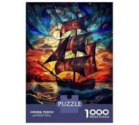 Puzzle Da 1000 Pezzi Per Adolescenti Stained Glass Pirate Ship Puzzle Per Adulti Gioco Pratico Vacanza A Casa Passa Il Tempo Aiuta Ad Allenare Il Cervello 38x26cm/1000pcs