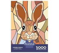 Puzzle Da 1000 Pezzi Per Adolescenti Stained Glass Rabbit Portrait Puzzle Per Adulti Gioco Pratico Sfida Difficile Sfida Educativa 38x26cm/1000pcs
