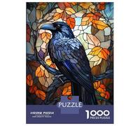 Puzzle Da 1000 Pezzi Per Adolescenti Stained Glass Raven Art-1 Puzzle Per Adulti Gioco Pratico Regali Per Donne Per Compleanno, Natale 52x38cm/1000pcs