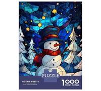 Puzzle Da 1000 Pezzi Per Adolescenti Stained Glass Snowman Puzzle Per Adulti Giochi Rilassanti Regalo Di Compleanno Regali Per Amici E Familiari 38x26cm/1000pcs