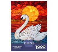 Puzzle Da 1000 Pezzi Per Adolescenti Stained Glass Swan Sunset-1 Puzzle Per Adulti Gioco Pratico Migliora La Memoria Regali Di Compleanno E Unici 52x38cm/1000pcs