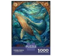 Puzzle Da 1000 Pezzi Per Adolescenti Stained Glass Whale Ocean Puzzle Per Adolescenti Gioco Rompicapo Regali Per Donne Attività Divertenti A Casa 52x38cm/1000pcs