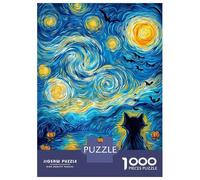 Puzzle Da 1000 Pezzi Per Adolescenti Starry Halloween Night with Black Cat Puzzle Per Adulti Gioco Pratico Analisi E Logica Regalo Di Compleanno, Regali, 70x50cm/1000pcs