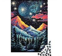 Puzzle Da 1000 Pezzi Per Adolescenti Starry Night Mountain Landscape Puzzle Per Adulti Giochi Per Famiglie Regalo Di Compleanno Sfida Educativa 70x50cm/1000pcs