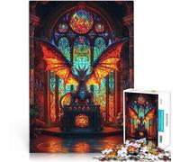 Puzzle da 1000 pezzi per adolescenti Statua del drago nella sala gotica Gioco impegnativo Attività divertenti a casa, regali di compleanno, regali di viaggio, 38x26cm