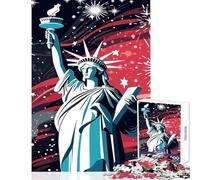 Puzzle da 1000 pezzi per adolescenti Statua della Libertà con fuochi d'artificio Giocattolo educativo Ottimi regali e giocattoli Giochi rilassanti Aiutano l'esercizio del cervello Dimensioni 38x52cm
