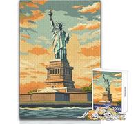 Puzzle da 1000 pezzi per adolescenti Statua della Libertà Tramonto Bellissimo gioco di design Difficile Opera d'arte Regalo Dimensioni 50x75cm