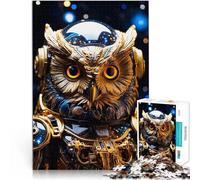 Puzzle da 1000 pezzi per adolescenti Statua dell'astronauta gufo dorato Analisi e logica Decorazione murale Regali unici per compleanno e Natale 52x38cm