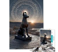 Puzzle da 1000 pezzi per adolescenti statua di Anubi con cerchio geroglifico puzzle per adulti giochi rilassanti decorazione da parete aiuta ad allenare il cervello (dimensioni 38x52cm)