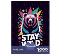 Puzzle Da 1000 Pezzi Per Adolescenti Stay Wild Bear Graphic Art Puzzle Per Adolescenti, Rompicapo, Gioco Di Modelli, Assemblaggio, Unici, Compleanno E Regali 38x26cm/1000pcs