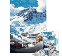 Puzzle da 1000 pezzi per adolescenti stazione sciistica di Portillo Cile Puzzle da 1000 pezzi giocattolo decorativo per la casa difficile antistress regalo (38x26cm)