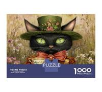 Puzzle Da 1000 Pezzi Per Adolescenti Steampunk Cat with Cup Puzzle Per Adolescenti Gioco Rompicapo Regali Per Donne Attività Divertenti A Casa 52x38cm/1000pcs