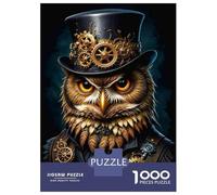 Puzzle Da 1000 Pezzi Per Adolescenti Steampunk Owl Art Print Puzzle Per Adulti Gioco Per Famiglie Un'opera D'arte Regali Unici Per Compleanni E Occasioni Speciali 52x38cm/1000pcs