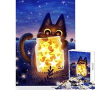 Puzzle da 1000 pezzi per adolescenti Stelle e il gattino Giocattoli antistress Regali di Babbo Natale segreto Gioco rompicapo Difficile da completare Dimensioni 38x52cm