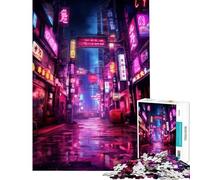 Puzzle da 1000 pezzi per adolescenti stile neon cyberpunk giapponese gioco per ragazzi decorazione murale difficile e stimolante (dimensioni 50x75cm)