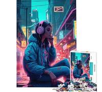 Puzzle da 1000 pezzi per adolescenti stile neon lofi cyberpunk difficile e stimolante decorazione per la casa rompicapo adatto a persone dai 14 anni in su (38x52cm)