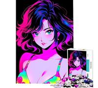 Puzzle da 1000 pezzi per adolescenti stile retrò con una bellissima ragazza anime giocattolo educativo giochi didattici taglio di precisione opera d'arte regalo (dimensioni 75x50cm)