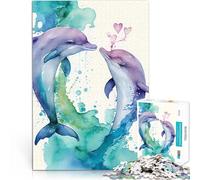 Puzzle da 1000 pezzi per adolescenti Storia d'amore di una coppia di delfini apprendimento educativo Collezione di artisti, Belle arti 75x50cm