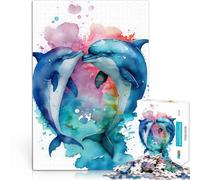 Puzzle da 1000 pezzi per adolescenti Storia d'amore di una coppia di delfini Gioco di famiglia per e Lista dei desideri con Babbo Natale 75x50cm