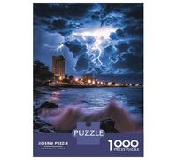 Puzzle Da 1000 Pezzi Per Adolescenti Stormy Coastal Night with Lightning Puzzle Per Adolescenti Gioco Rompicapo Regali Per Donne Attività Divertenti A Casa 38x26cm/1000pcs