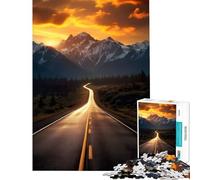 Puzzle da 1000 pezzi per adolescenti strada al tramonto tra le montagne Gioco divertente e coinvolgente per coltivare la pazienza donne e uomini divertente e spiritoso (38x26cm)