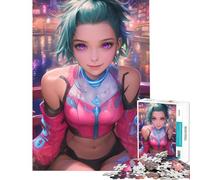 Puzzle da 1000 pezzi per adolescenti strade al neon e Cyber Gaz difficile e stimolante decorazione per la casa gioco rompicapo adatto a persone dai 14 anni in su (38x52cm)