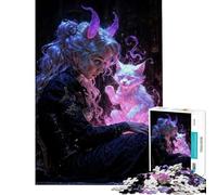 Puzzle da 1000 pezzi per adolescenti strega fantasy con il suo gatto Giochi educativi e rilassanti per tutta la famiglia perfetti come regalo di Babbo Natale segreto (dimensioni 50x75cm)