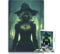 Puzzle da 1000 pezzi per adolescenti, strega misteriosa nella foresta oscura, ideale per momenti di relax, giocattolo da gioco fustellato di precisione, dimensioni 50x75cm