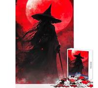 Puzzle da 1000 pezzi per adolescenti Strega sotto la luna rossa Giocattoli antistress Regali per donne Uomini Giochi per famiglie Interessanti riduzione dello stress Dimensioni 38x26cm