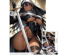 Puzzle da 1000 pezzi per adolescenti suora sexy con spada decorazione per la casa giocattoli regalo di compleanno gioco rompicapo lista dei desideri con Babbo Natale dimensioni 50x75cm