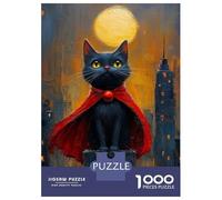 Puzzle Da 1000 Pezzi Per Adolescenti Super Cat in Cityscape Painting Puzzle Per Adolescenti Gioco Per Famiglie Migliora La Memoria Regali Unici Per Compleanno E Natale 38x26cm/1000pcs