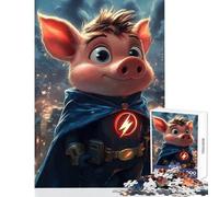 Puzzle da 1000 pezzi per adolescenti Super Pig Hero Giocattoli antistress Opera d'arte Regalo Gioco rompicapo con poster abbinato e foglio di quiz Dimensioni 38x26cm