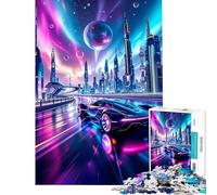 Puzzle da 1000 pezzi per adolescenti Supercar Cyberpunk al neon in una città futuristica gioco interattivo educativo regalo per il Secret Santa ideale per passare il tempo durante le vacanze (38x52cm)